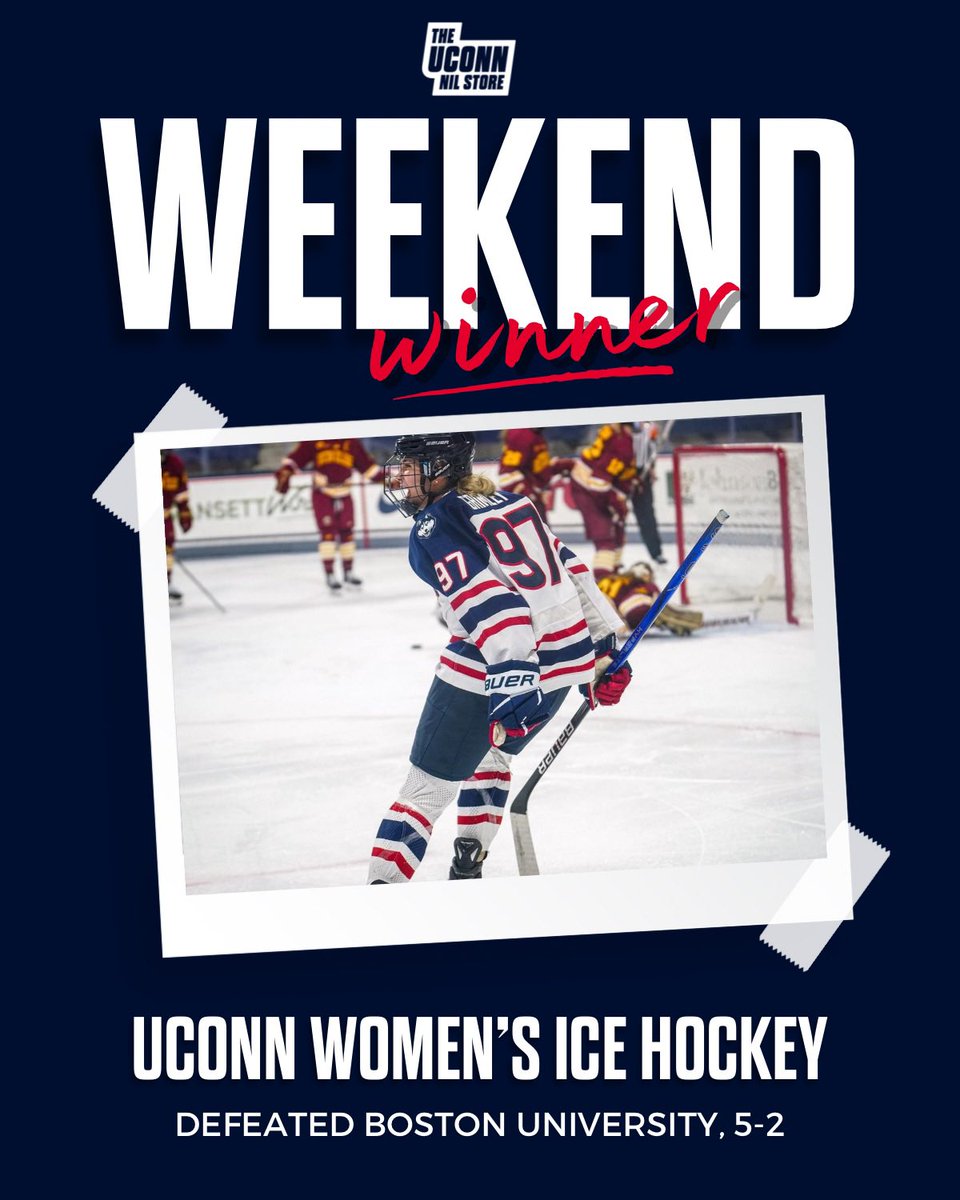 UConnNILStore's tweet photo. The Uconn Women’s Ice Hockey Team gained their third win of the 2024 year on Saturday! The final score was 5-2 against Boston University!
#uconn #uconnhuskies #uconnwomenshockey #uconnwhoc https://t.co/5e8aX5ti9H