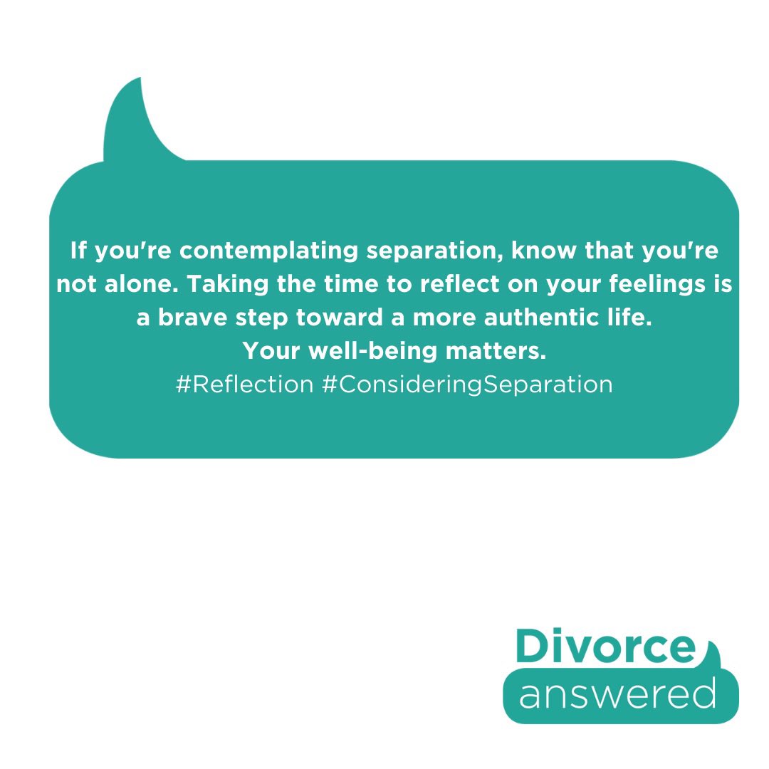 DivorceAnswered's tweet photo. Are you consistently #unhappy or your self-confidence is taking a beating? Perhaps it’s time to reflect. Just because you’re thinking about &amp; about the relationship &amp; it doesn’t mean you have to follow through and #breakup. 
#consideringseparation #contemplatingbreakup https://t.co/VpiLpo7AIK