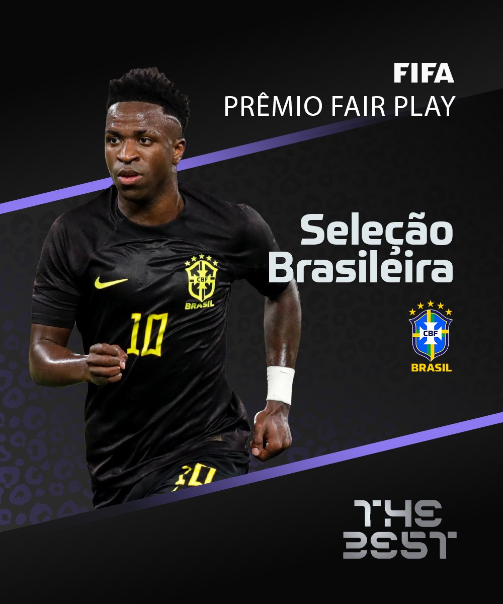 CBF Futebol on X: Seleção Brasileira vence o prêmio Fair Play da FIFA por  mensagem antirracista! 🇧🇷 Em julho de 2023, no amistoso diante da Guiné,  o Brasil entrou em campo com