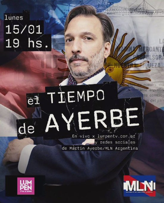 RomiCortaberria's tweet photo. Hoy❗ ⚙️🇦🇷 El Tiempo de Ayerbe 🇦🇷⚙️
Desde las 19hs tenemos una nueva emisión del programa del @MLN_Argentina por el canal de streaming platense https://t.co/L4TNOO8Lai más transmisión simultánea por redes sociales del MLN.   Tema: Ley de Pesca e Industria Naval. https://t.co/38S8k9WEfd