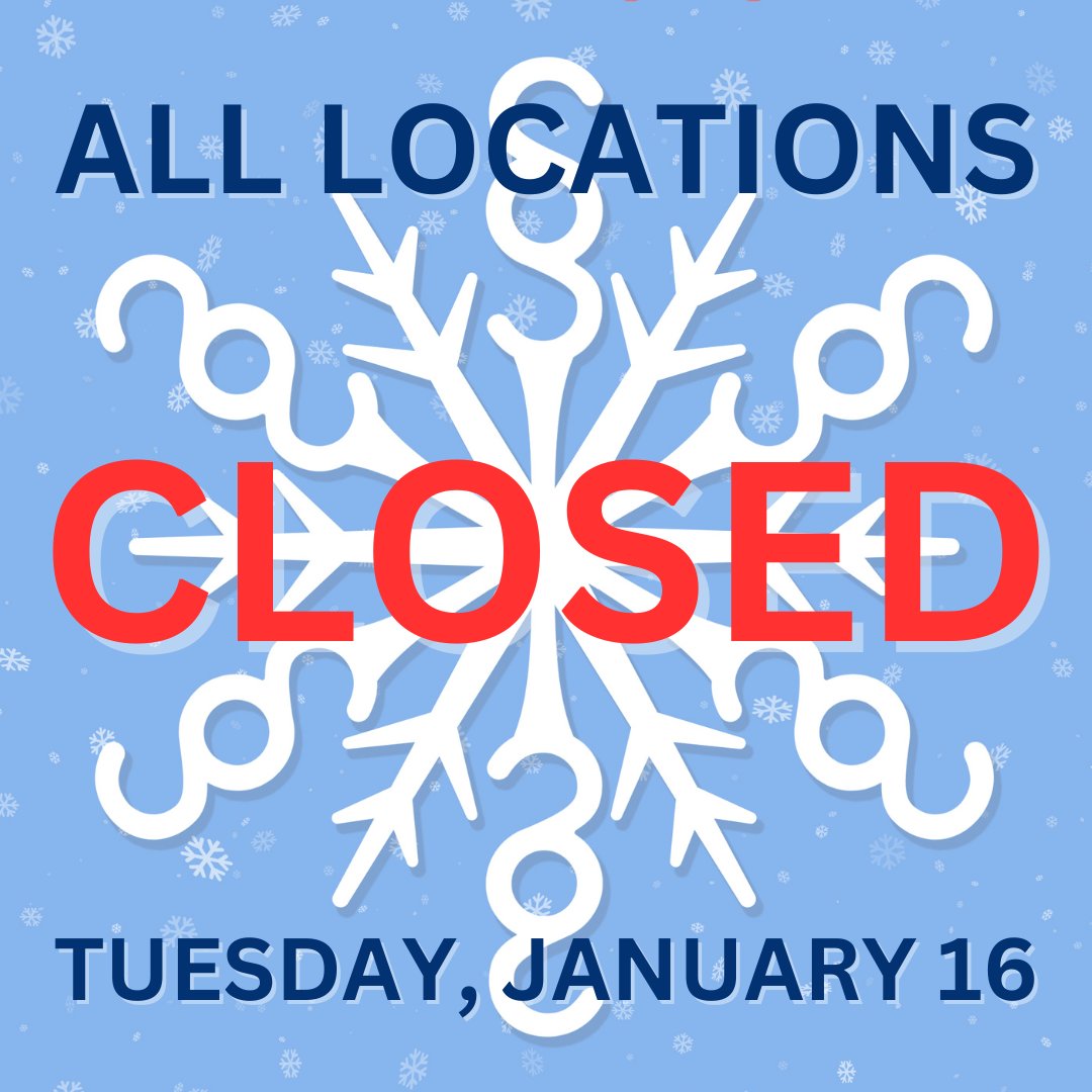 SpecialtyOrtho1's tweet image. All SOG locations will remain closed Tuesday, January 16. Patients scheduled for Tuesday will be contacted this week to reschedule. Be safe and stay warm.