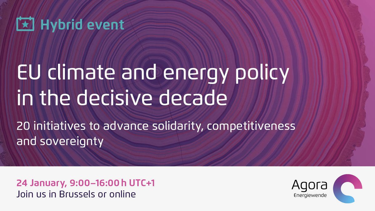 REPORT LAUNCH: On 24 January the Agora Think Tanks will be presenting recommendations for EU policies for climate-neutrality in the 2024-2029 policy cycle. Join us in Brussels or online to explore 20 policy initiatives. @AgoraAgrar @AgoraEW @AgoraIndustrie @agoraverkehr