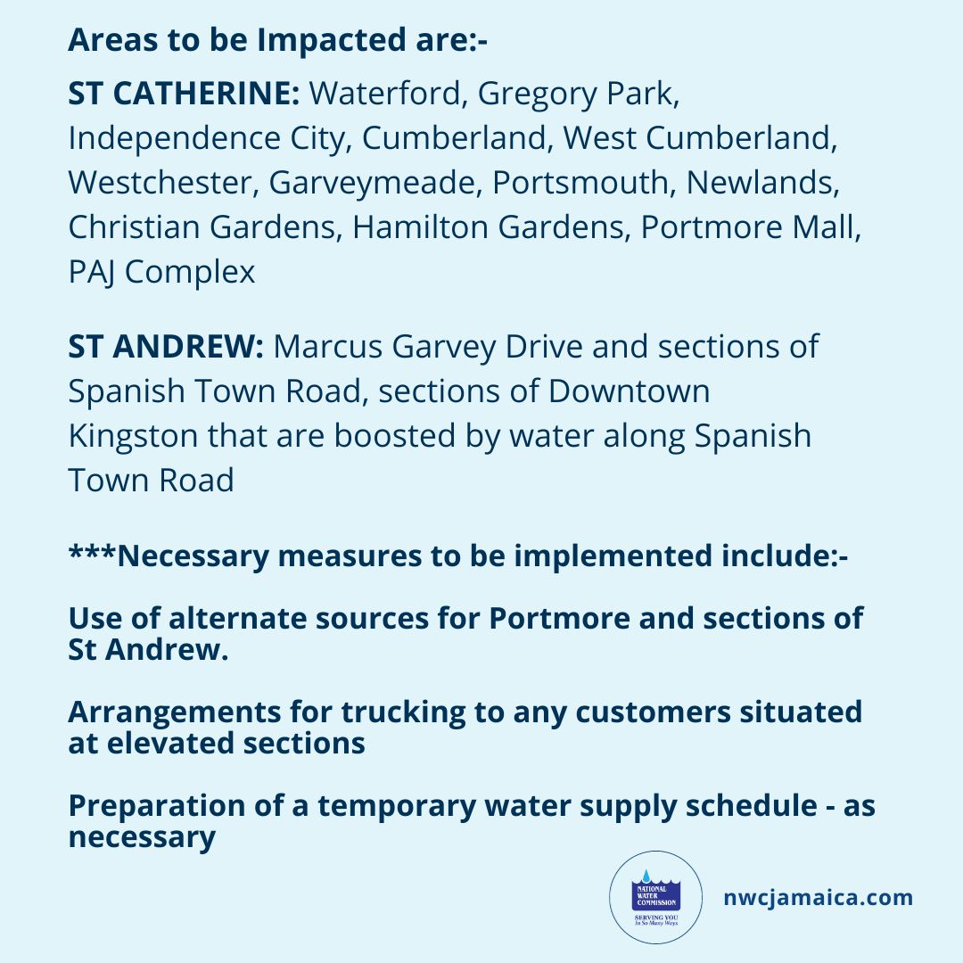 NWCjam's tweet photo. #NWCNewstream | The NWC is seeking to assure the public that several steps have been taken to minimise any inconvenience to their usual water supply during the well rehabilitation work to be undertaken at the Bybrook facility from January 16th to February 6, 2024. https://t.co/SuRJUeTa0q