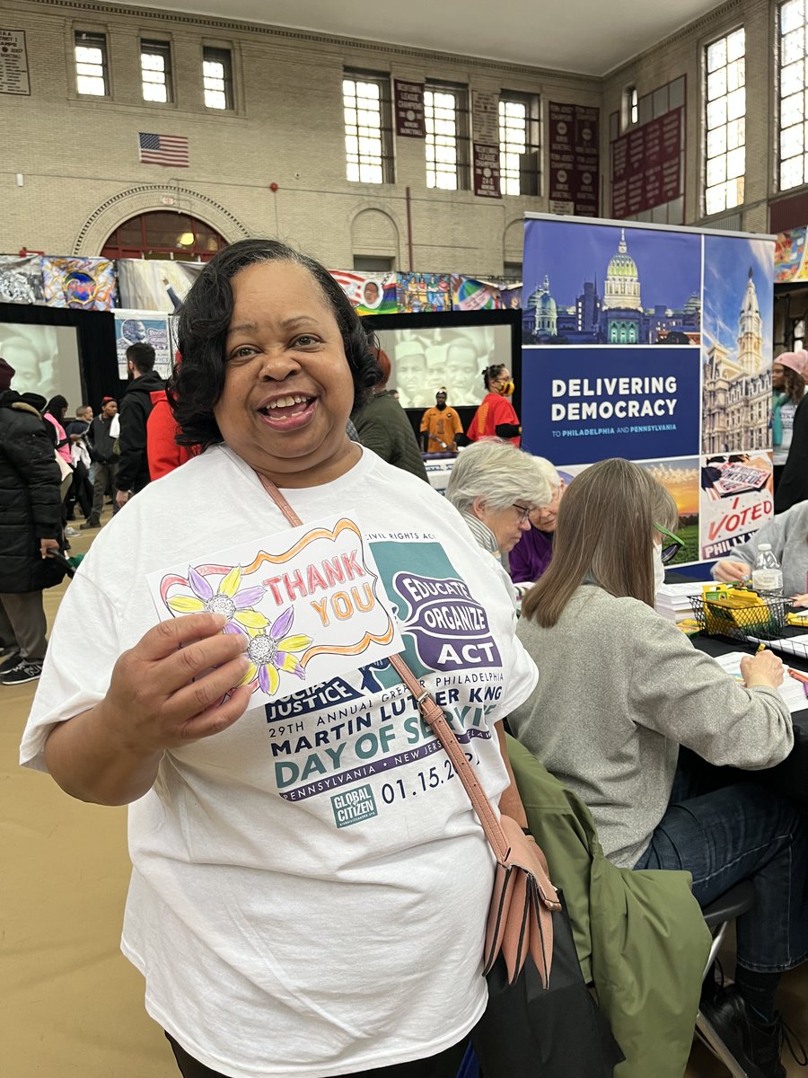 Committeeof70's tweet photo. Thank you to everyone that came out today for @GCitizenMLK's @mlkdayofservice!  We had a great time putting together voter packets and creating thank you cards for our poll workers. Special thank you to some of our partners that participated, including @GT_Law and @CeislerMedia. https://t.co/e0oukoXRRE