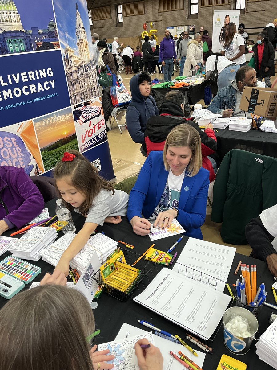 Thank you to everyone that came out today for @GCitizenMLK's @mlkdayofservice! We had a great time putting together voter packets and creating thank you cards for our poll workers. Special thank you to some of our partners that participated, including @GT_Law and @CeislerMedia.