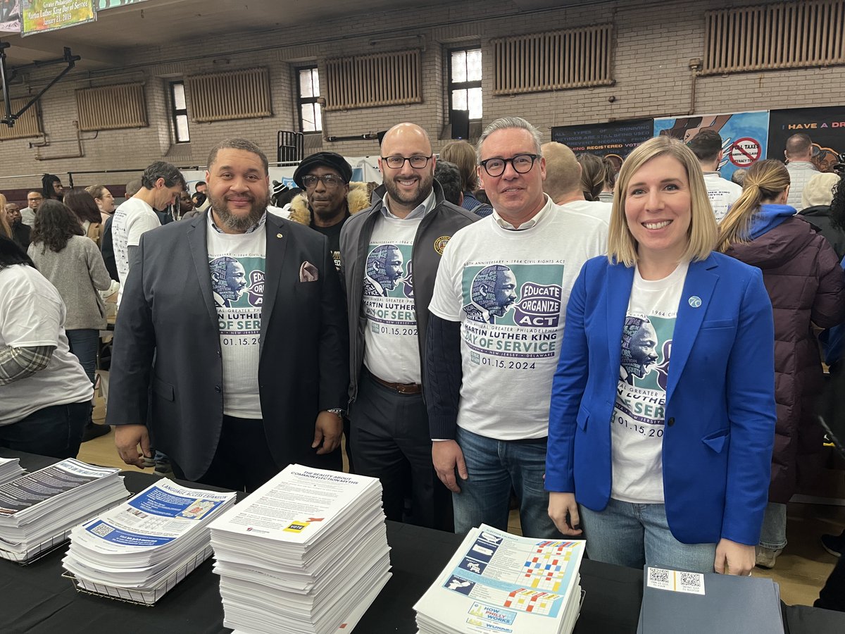 Committeeof70's tweet photo. Thank you to everyone that came out today for @GCitizenMLK's @mlkdayofservice!  We had a great time putting together voter packets and creating thank you cards for our poll workers. Special thank you to some of our partners that participated, including @GT_Law and @CeislerMedia. https://t.co/e0oukoXRRE