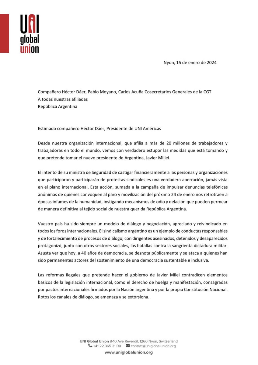 hectordaer's tweet photo. Difundo el apoyo de @uniglobalunion a la #CGT en este momento donde la Institucionalidad está en riesgo en nuestra Argentina. Agradezco la solidaridad de @marcio_monzane y de @CHoffmanUNI https://t.co/ucoIiDwoZT