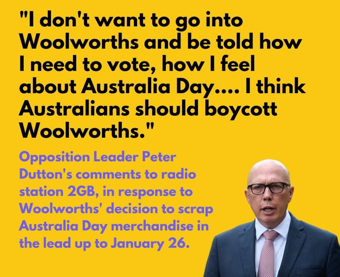 aaronsmith's tweet photo. This is how they wage their war.
It's how they make the gullible angry, whip them into such a frenzy that they abuse Woolworths workers, and vandalise stores.
It's how they co-opt media bereft of integrity.
It's how Dutton plans to win an election.
Call them out.
/end https://t.co/yoXmG2OJjy