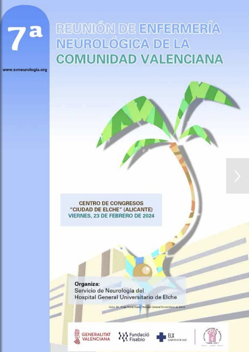 🧠 Las #enfermeras de #neurologia de la Comunitat Valenciana se reúnen en #Elche  

Una reunión imprescindible en el ámbito neurológico que este año ha coordinado una compañera del grupo #NEMSEDENE de <a href="/sedenered/">Sociedad Española de Enfermería Neurológica</a> 

¿Te animas? online.fliphtml5.com/qimqu/wrxn/#p=1 

<a href="/svneurologia/">svneurologia</a>