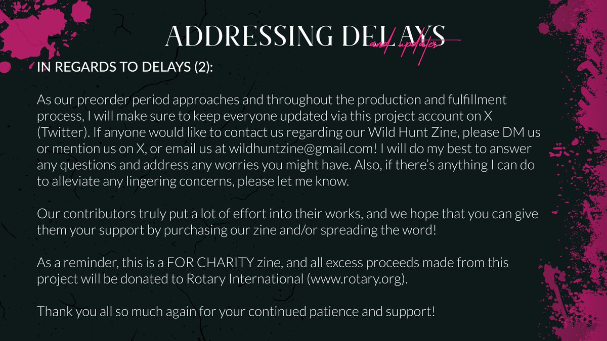 🩸ADDRESSING DELAYS🩸

Tldr; With the unexpected change in lead responsibilities, it's taken a lot of time to structure the next steps for this project, but we finally have a schedule: Preorders open Feb 12th!!

We'll be sure to post more regular updates in the future. Thank you!