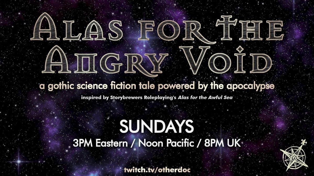 otherdoc's tweet photo. On Sunday January 28th, we'll have an on-stream Session Zero to kick off a new gothic sci-fi campaign using @storybrewers' Alas for the Awful Sea! #ttrpg https://t.co/dJ3TfYNnwk https://t.co/ehwoctDLtr