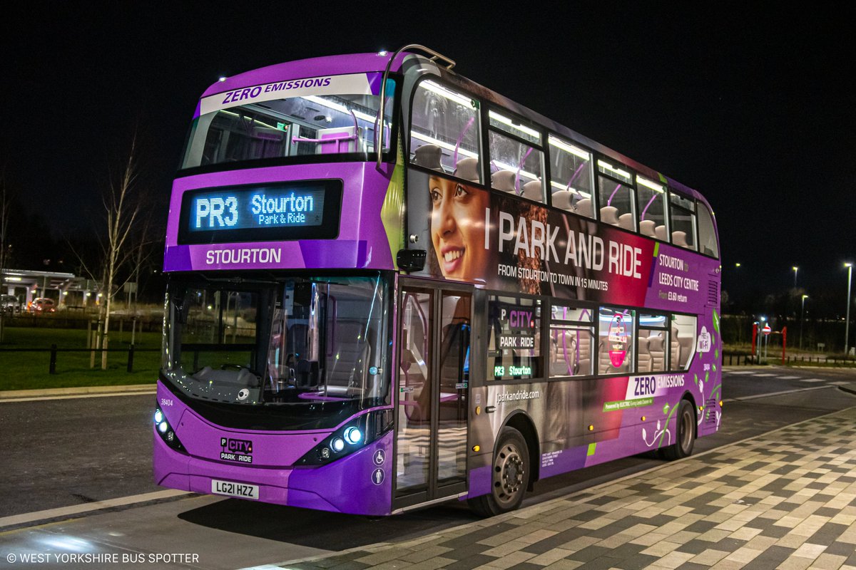 First Leeds BYD/ E400 Electric 38404 is seen here waiting its time at Stourton Park and Ride this evening. Freezing my hands getting this shot; -1°C on the dashboard when I got back to my car.