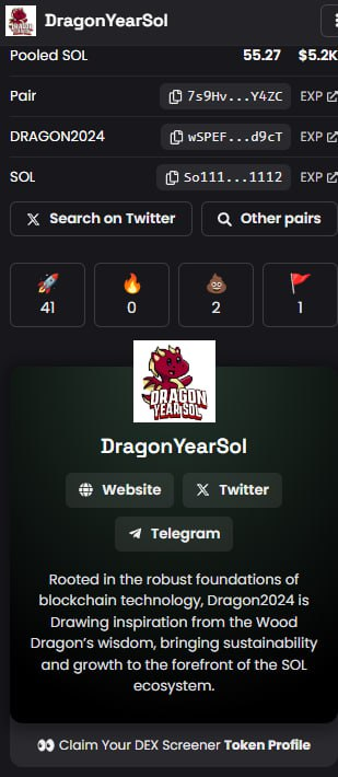 🔥Our socials on Dexscreener just got updated!👀👀

#Dragon2024 #YearOfTheDragon
