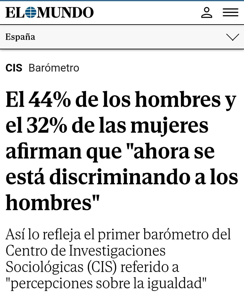 En un país en el que la derecha acapara el 80% de los grandes medios de comunicación, el 56% de los hombres NO se siente víctima de la lucha de las mujeres por la igualdad.

Sería otra forma de titularlo.