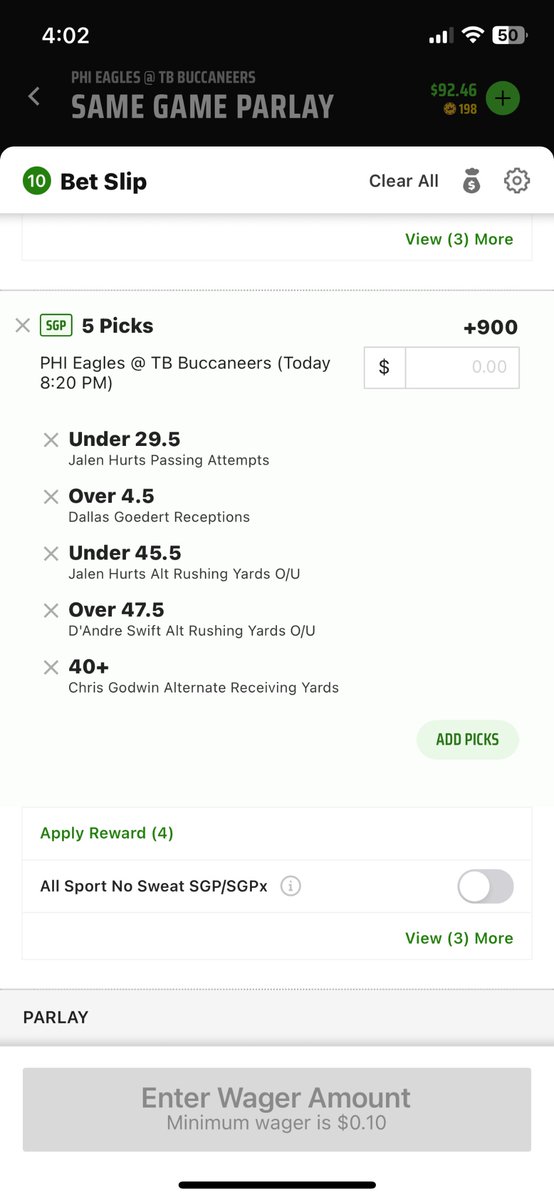 DataNerdBets's tweet image. Eagles / Buccs parlay 🏈

Write up on my logic is in the picture to the right. Best of luck! 💸

.
.
.
#parlay #sgp #picks #GamblingTwitter #SportsBettingX #sportsbettingtwitter #jalen #hurts #goedert #swift #godwin #bet #freepicks #NFL #postseason #playoff #playoffs