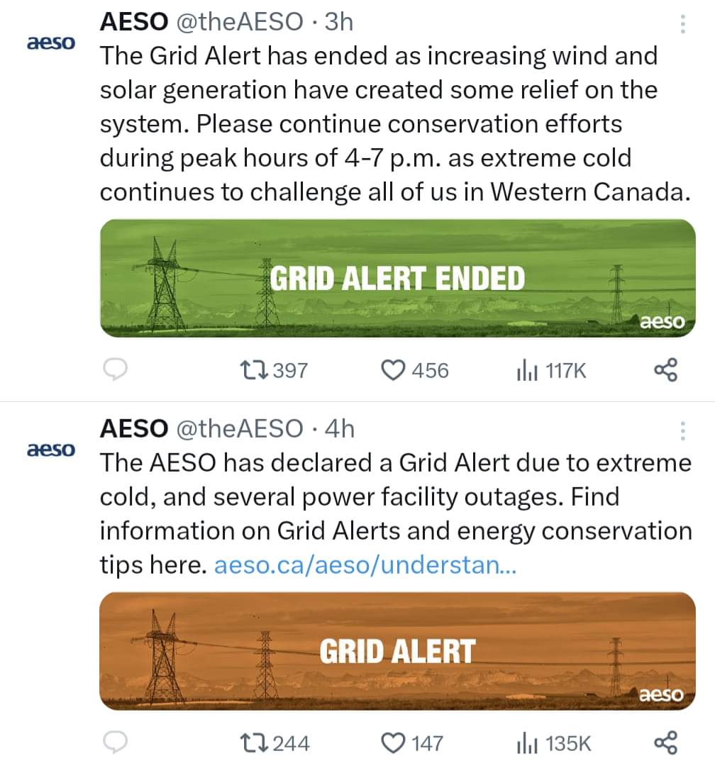 NurseMom5AB's tweet photo. Solar and wind to the rescue for...ending the Grid Alert.
Did the Provincial overlords approve this message?
#BertaLife
#ableg https://t.co/IvTgs7RHBu