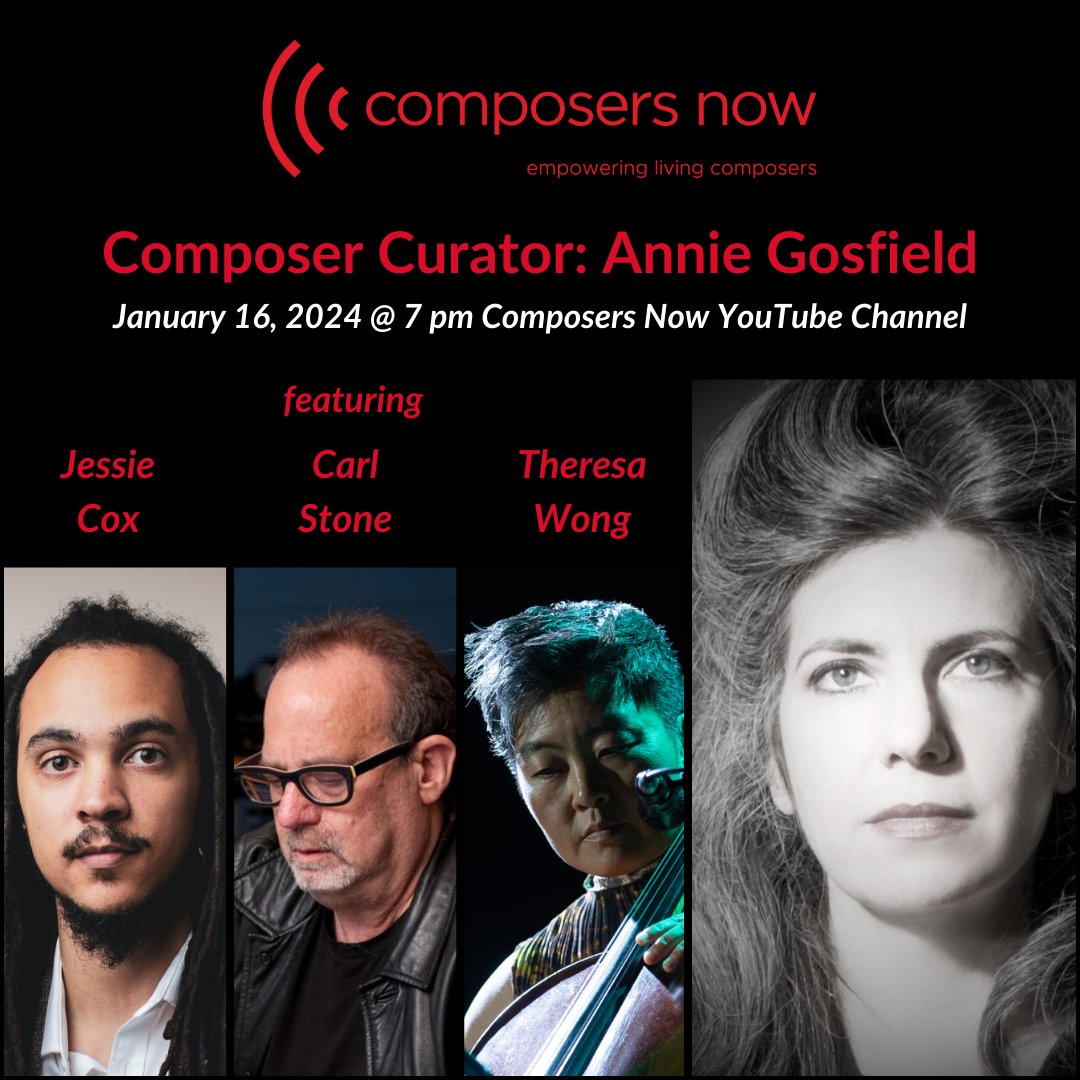 Annie Gosfield (@anniegosfield) on Twitter photo Tuesday at 7PM ET (1/16)"Tune in" for the premiere of our Composers Now Composer Curator event, streamed on YouTube!
youtu.be/gMkcSNMXJNs?si…
With Jessie Cox, Theresa Wong, and Carl Stone. <a href="/ComposersNow/">Composers Now</a> Tuesday at 7PM ET (1/16)"Tune in" for the premiere of our Composers Now Composer Curator event, streamed on YouTube!
youtu.be/gMkcSNMXJNs?si…
With Jessie Cox, Theresa Wong, and Carl Stone. <a href="/ComposersNow/">Composers Now</a>