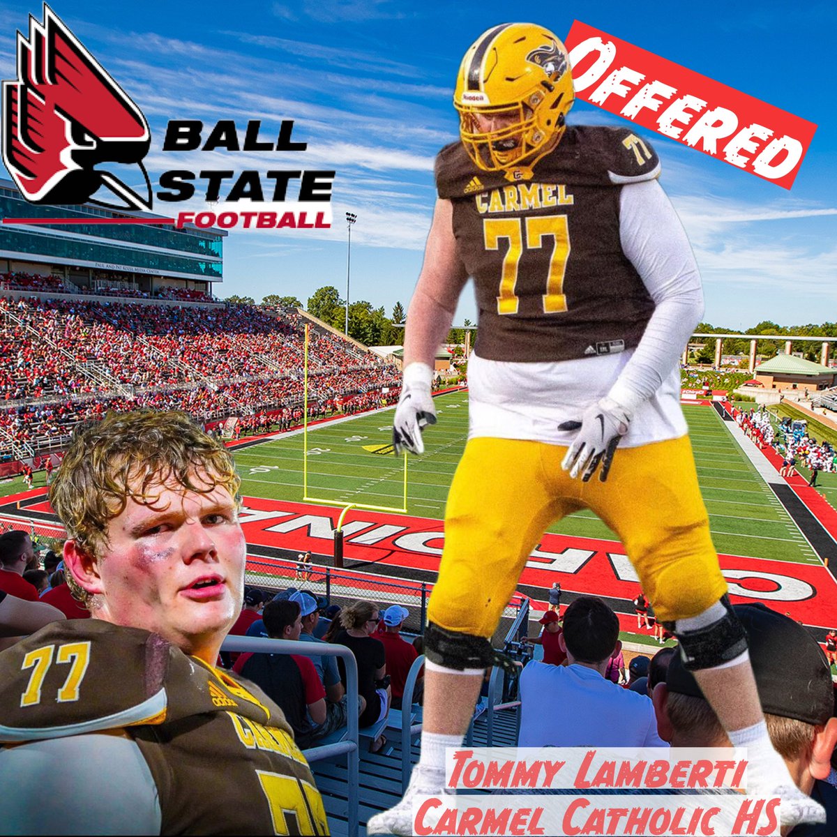 After a great conversation with @CoachJohnson64 I am BLESSED and HONORED to receive an offer from @BallStateFB @Jmack37 @olin_kreutz @OLMafia @EDGYTIM @AllenTrieu @TomLoy247 @Rivals_Clint @adamgorney @CorsairsFB