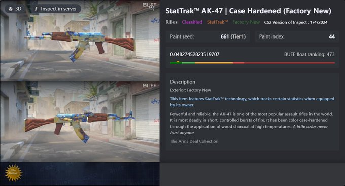 A StatTrak FN 661 AK Case Hardened has recently been unboxed and registered on buff

It is estimated to be worth upwards of $1 Million making it the most expensive weapon skin! 💸