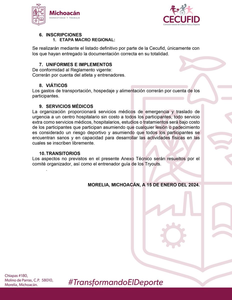 CecufidOficial's tweet photo. ¡Atención basquetbolistas! Compartimos el anexo técnico para los siguientes tryouts rumbo a Nacionales Conade 2024. En los próximos días daremos a conocer más información sobre el tryout restante (Femenil 2006-2007).
#TransformandoElDeporte
#HonestidadyTrabajo https://t.co/9j2WV6FBcc