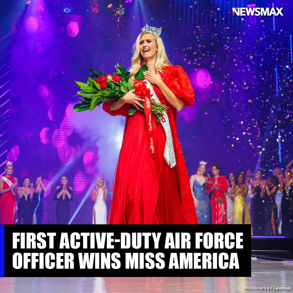 NEWSMAX's tweet photo. FIRST EVER: Madison Marsh buzzed past the competition over the weekend to become the first active-duty Air Force officer to be crowned Miss America, according to reports. MORE:https://t.co/0qGcHrG1uN https://t.co/ekoxFhTes3