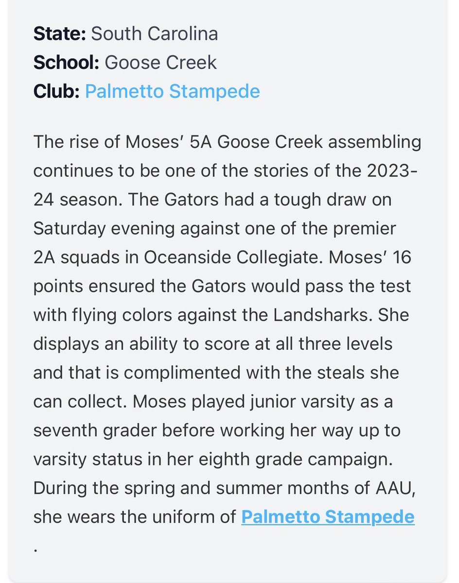 Thank you for the write up <a href="/PGH_SCarolina/">Prep Girls Hoops South Carolina</a> 🙏🏾🐊