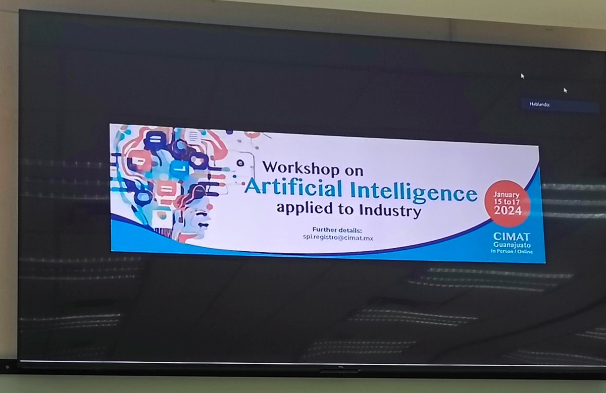 JoshJasso's tweet photo. Sumergiéndome en el mundo de la #InteligenciaArtificial en el "Workshop on artificial intelligence applied to industry" en #CIMAT. 🤖🌐 ¿Cómo crees que la IA transformará tu industria? ¡Comparte tus pensamientos! #Industria40 #Innovación https://t.co/0ZUxUs1Ra8
