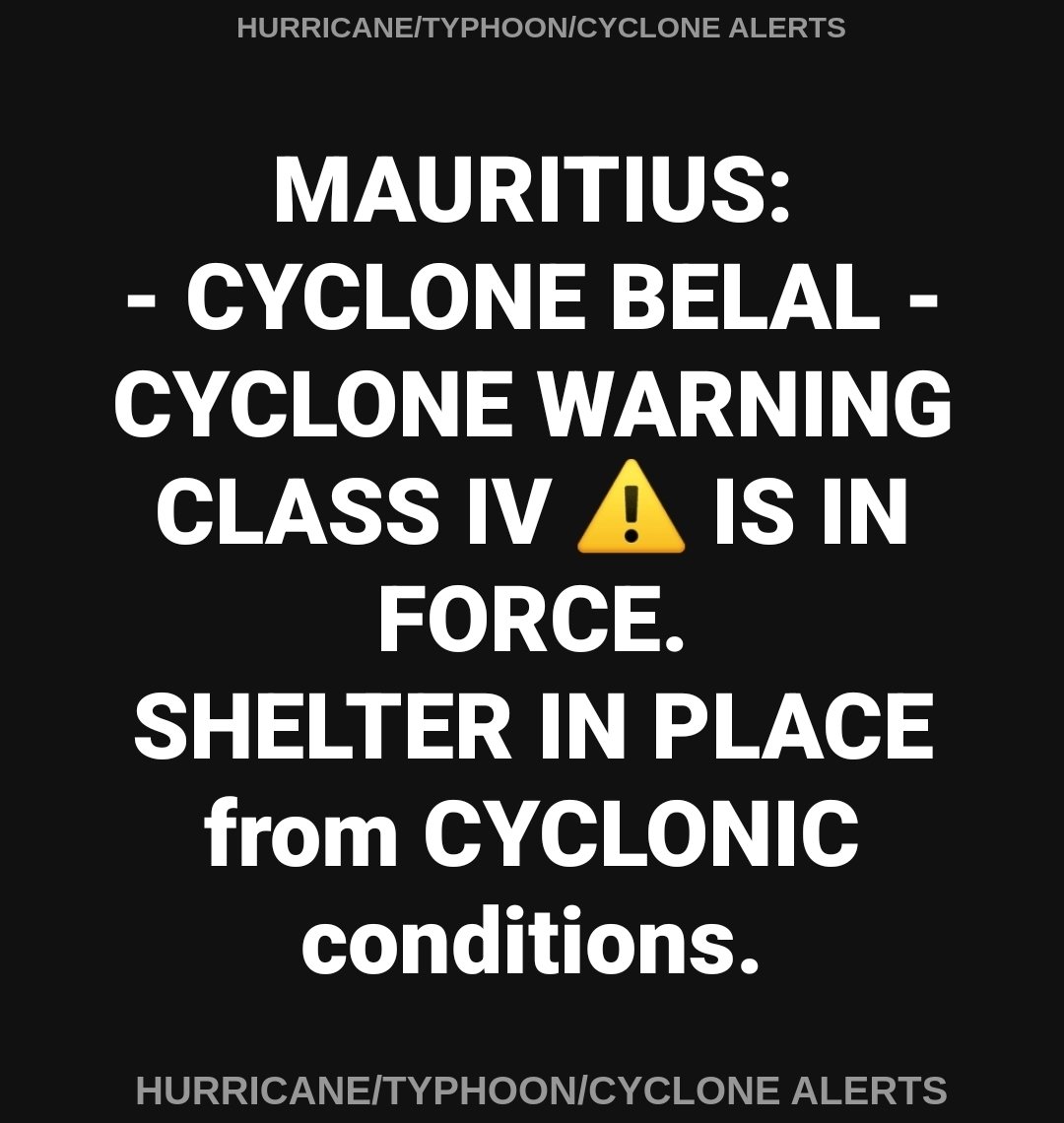 * #MascareneIslands: #Belal
#CycloneBelal #TropicalCycloneBelal #TCBelal #BelalCYCLONE #Mauritius #Maurice #Reunion #LaReunion #PortLouis #SaintDenis #97S #Invest97S #Rodrigues #RodriguesIsland #05S
- BLOG/MAPS/SATELLITE:
facebook.com/hurricanetypho…
