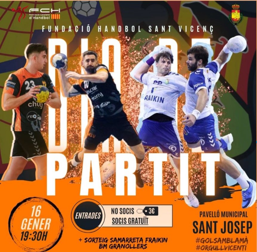 Maikel_Nunyez's tweet photo. #GameDay
🏆 Amistoso
🏟 Poliesportiu Sant Josep
📍 Sant Vicenç dels Horts.
📅 16/01/24
🆚 FRAIKIN @BMGranollers
🕕 19:30 h
📺 Canal de YouTube del club.
🎫 Venta de Entradas en el pabellón (3€)
Día para disfrutar contra un rival de la Liga @ASOBAL
#balonmano #golsamblama https://t.co/os7FR0W2NP