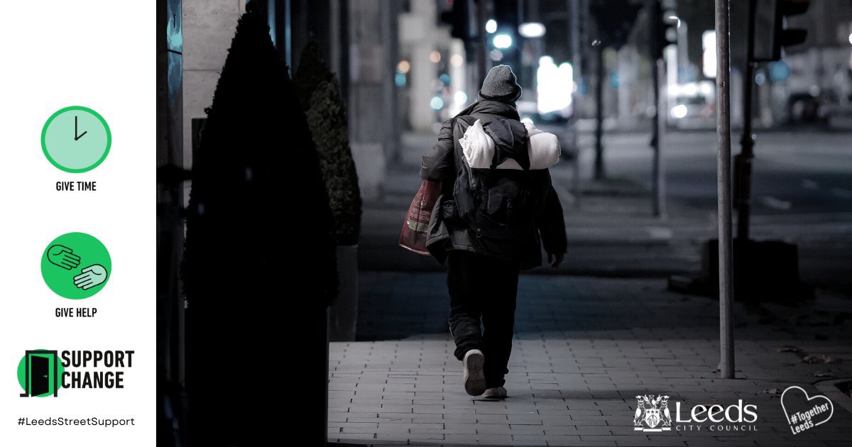 SimonHodgsonLCC's tweet photo. @LeedsHomelessCH @streetsupportuk To the @PeopleofLeeds if you see anybody #RoughSleeping please @Tell_StreetLink 24/7 who will alert #LeedsStreetSupport services who reach out…be the link, #SupportChange 
…come in from the cold…
#PeopleFirst https://t.co/55u1QNEgmp