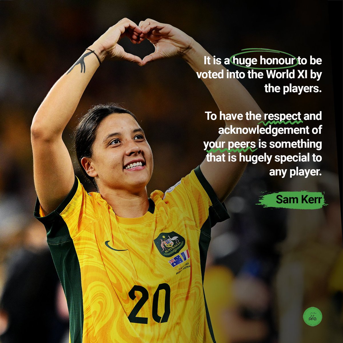 🗣️ @samkerr1 on selection in the 2023 @FIFAcom @FIFPRO Women's #WorldXI 👑 #SupportingThePlayers #TheBest
