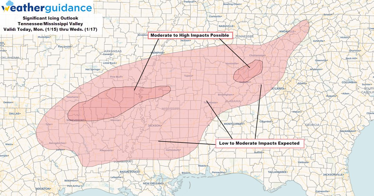 We are monitoring portions of the Lower Mississippi &amp; Tennessee Valley’s as well as the Southeast for potential significant winter weather activity in the form of ice and snow this week. 

See more details with our interactive map, outlooks, and more at bit.ly/2WPnhGV