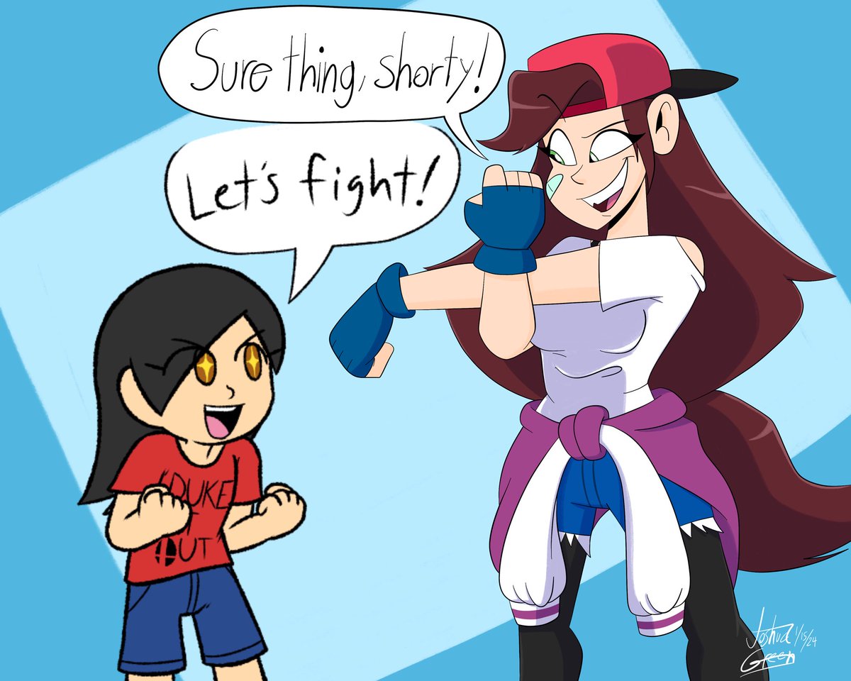 @realjosemat2953 and I did a little art collab with our characters, Hamonia (Jose’s character) and Roxy (my character)!! Looks like Hamonia wants a chance to fight THE Roxy Callison Jr! Hamonia- done by @realjosemat2953 Roxy and background- done by me