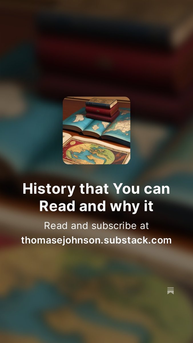 Subscribe to History that You can Read and why it Matters thomasejohnson.substack.com/?utm_source=na…

Consider subscribing to my weekly subscription newsletter if you seek more comprehensive explanations of historical events. The newsletter provides information that can be read in 10 to 30 minutes.