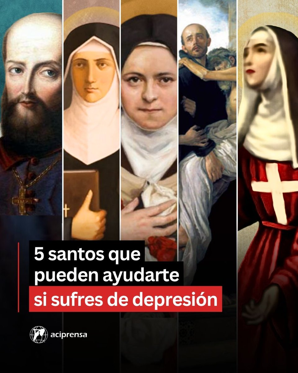 aciprensa's tweet photo. ¡Confía en su intercesión! 🙏

En el tercer lunes de enero de cada año, conocido como el "Blue Monday" por ser considerado por muchos el día más triste del año, te compartimos 5 santos que nos dejaron enseñanzas para afrontar la depresión y son grandes intercesores a los que se puede acudir.

1. San Francisco de Sales de joven tenía el pensamiento de que iría al Infierno. Esta idea le causó inapetencia e insomnio, tanto que adelgazó y se temía que enloqueciera. Así que fue a la iglesia de San Esteban en París y rezó la oración de San Bernardo a la Virgen María y luego, milagrosamente recuperó la paz.

2. Santa Teresita del Niño Jesús narró que de niña sufría de una enfermedad que por los síntomas se asemeja a lo que hoy se conoce como depresión y dijo que fue liberada de este mal tras ver a la “Virgen de la Sonrisa”. “En ese momento se fueron todas mis penas”, dijo.

3. San Juan de Dios, fundador de la Comunidad de Hermanos Hospitalarios, dirigió un hospital para los pobres, donde trabajó por 10 años. El patrono de los que trabajan en hospitales solía enfermarse por ayunar y desvelarse para cuidar de los enfermos. Si tienes depresión, acude a su intercesión.

4. Santa Flora de Beaulieu ingresó al convento de las monjas “hospitalarias” de la Orden de San Juan de Jerusalén, donde sufrió depresión por mucho tiempo, al punto que afectó su comportamiento. Gracias a su confesor ella progresó en su vida espiritual y Dios le concedió extraordinarias gracias místicas.

5. Santa Hildegarda de Bingen fue una religiosa que no tenía estudios, pero le fueron reveladas a través de visiones del Cielo las causas de algunas enfermedades como la depresión, y sus tratamientos. Escribió libros de Medicina donde muestra que el ser humano no está condenado a la enfermedad.

Más información:
👉 https://t.co/tJ3YR3hFhA