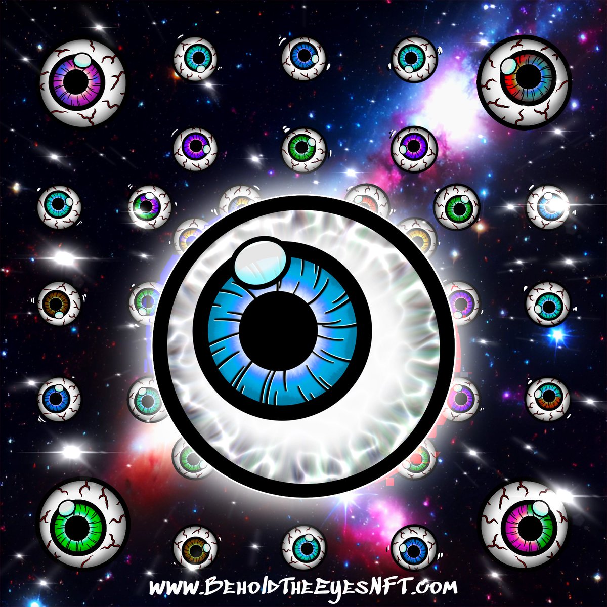 Holder of 5 of my eyes can claim a custom art piece commission from myself! Over 120 minted out of 500 total!

beholdtheeyesnft.com