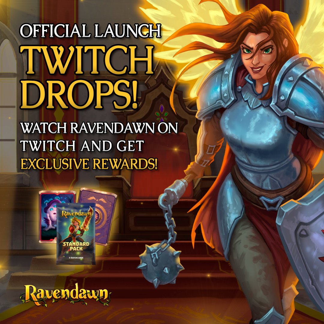 ravendawnonline's tweet photo. New Twitch Drops Campaign! Who wants some RavenPacks?! 😎 

Watch your favorite streamer playing Ravendawn during the Release and get up to 5 RavenPacks as rewards! 🎴 💗

Follow our category on Twitch to check who is streaming Ravendawn tomorrow:

👉https://t.co/XPl6Jw3PGN

Also, to help you brainstorm your build, we just released our Class Builder in our Official Wiki: https://t.co/awFveZ51Rr ✨ 

#Ravendawn #MMORPG #IndieGame #TwitchDrops