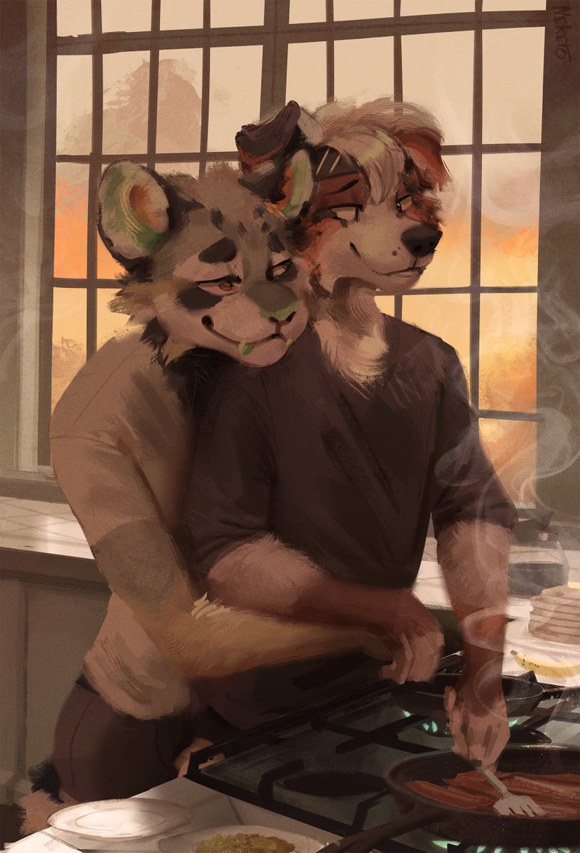 cozy mornings~🥓

🐶: <a href="/RooshkaGrape/">Rooshka</a> 
🐯: @RebisRat