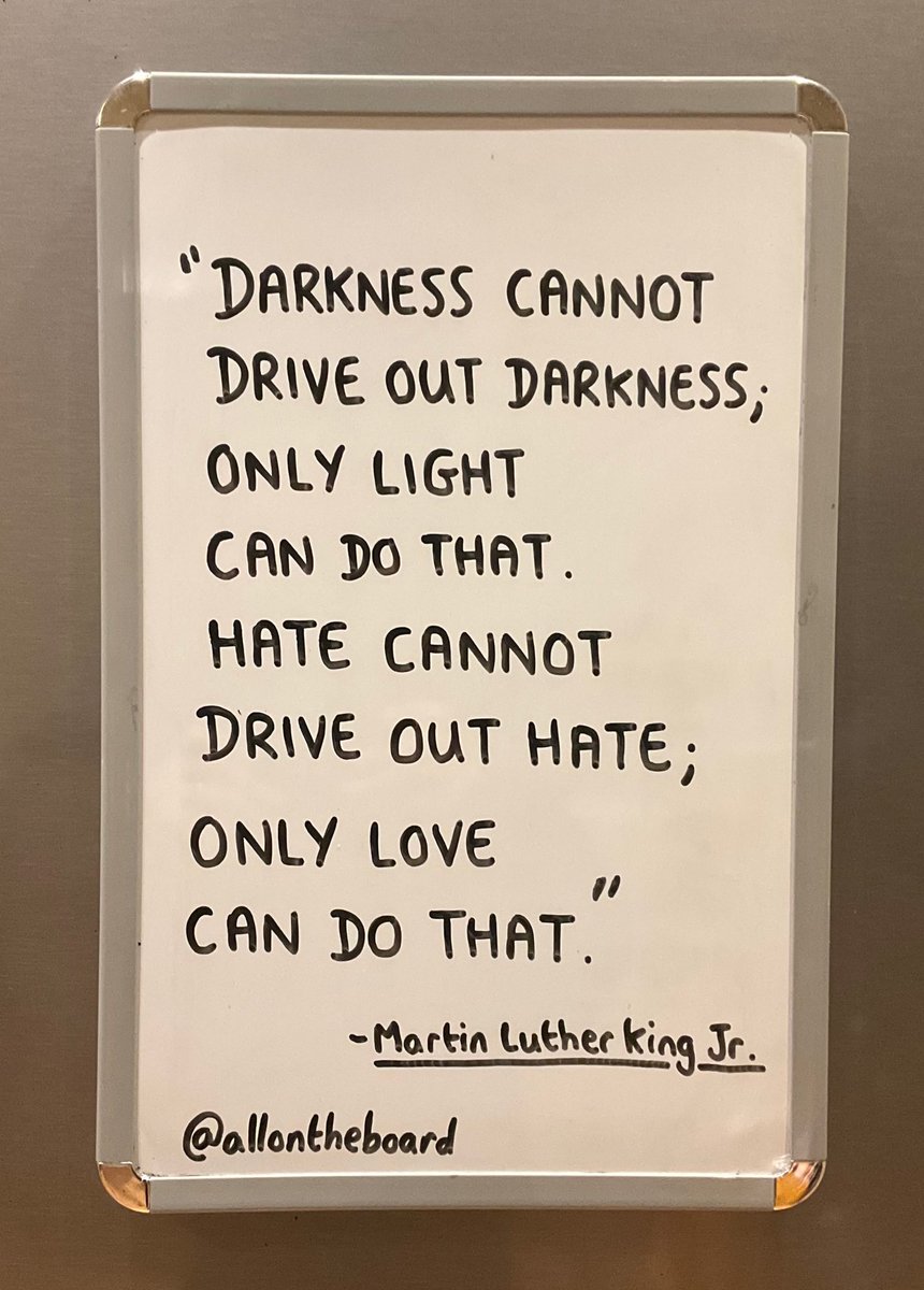 allontheboard's tweet photo. “Darkness cannot drive out darkness; only light can do that. Hate cannot drive out hate; only love can do that” - Martin Luther King Jr.

#MartinLutherKingJr #MLKDay https://t.co/ApNfzgjSQC