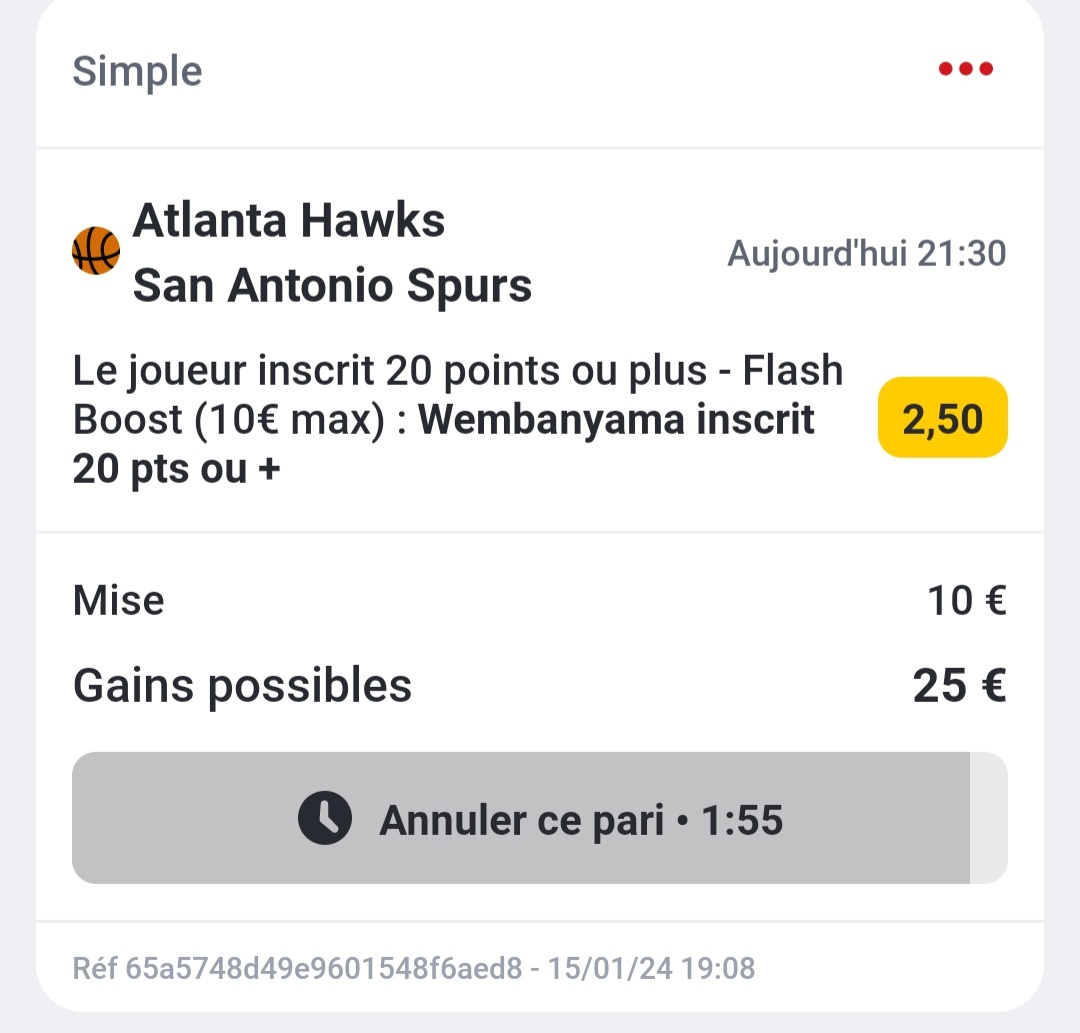 ValueBet3's tweet photo. WEMBY 20 POINTS VAMOOOOOS DONNE MOI LE CADEAU @Papa_rieur 😂🏀🇨🇵🔥❤️ !!!

Boost Betclic validée ✅️🔥

ÉNORME WEMBY 20 POINTS EN UNE MI-TEMPS RESPECT MAN 🙏

https://t.co/nZ89Mmcrmp https://t.co/4ZpYFNl9AX