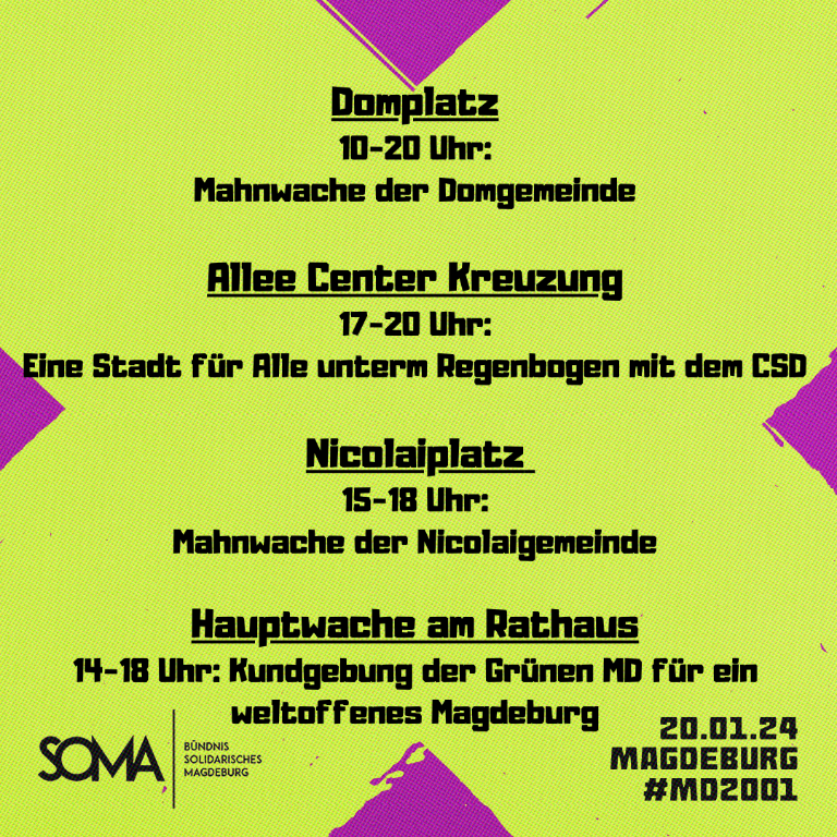 md_solidarisch's tweet photo. und im  Rahmen sogenannter „Trauermärsche“ rassistische und menschenverachtende  Ideologien zu verbreiten. Dem stellen wir uns als breites  zivilgesellschaftliches Bündnis entschieden entgegen! 3/6
#MD2001 #MD2001 #keinbockaufnazis #Magdeburg #noafd #solidarischesmagdeburg https://t.co/a5VFLrVlJS