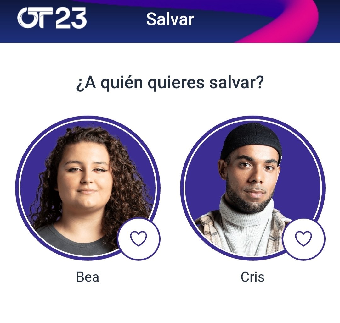 22minutoscon's tweet photo. 🔴 BEA y CRIS los nominados de esta semana. 

¿A quién vas a salvar? 

🔄 RT: BEA
❤️ FAV: CRIS 

#OTGala7 https://t.co/hPWMpsB34o