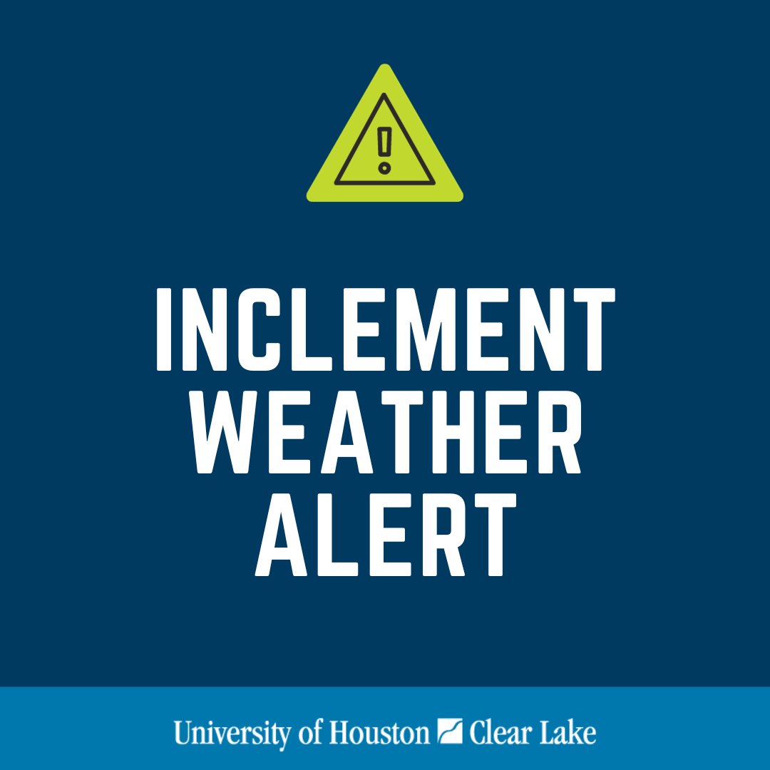 Due to severe weather conditions forecasted for our area, the University of Houston-Clear Lake, including the Pearland and Texas Medical Center locations, will be closed on Tuesday, January 16, 2024.