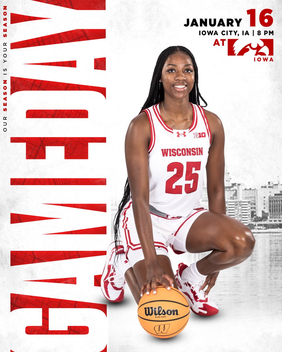 Its time to face the Hawkeyes (again)! 🆚: #2 Iowa 📍: Iowa City, IA // Carver-Hawkeye Arena 🕑: 8:00 p.m. (CT) 📺: Peacock 📻: 1070 WTSO-AM & iHeartRadio App 📊: bit.ly/wiscwbbstat #OnWisconsin