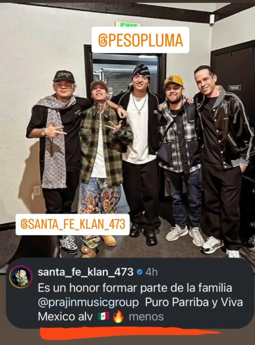idgruperaofi's tweet photo. #IdentidadGrupera Santa Fe Klan de une a Prajin disquera que tiene firmado a @_PesoPluma se vienen duetos buenos https://t.co/brtAxz51tj