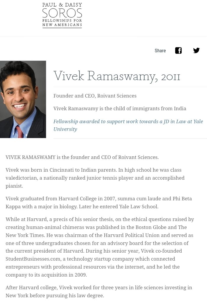 RedpillDrifter's tweet photo. In 2011, Vivek Ramaswamy was the beneficiary of the Soros Fellowship

The End

Source
https://t.co/wSQBH52UxE https://t.co/VaIf9fyztn