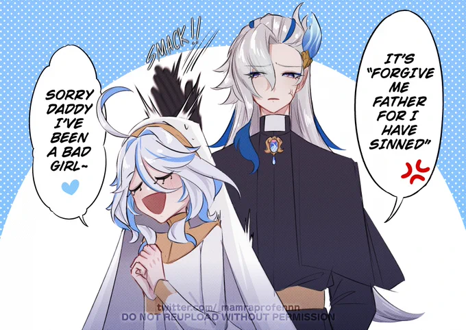 Not like that, Sister Furina💢

#Genshin #Neuvillette #Furina 