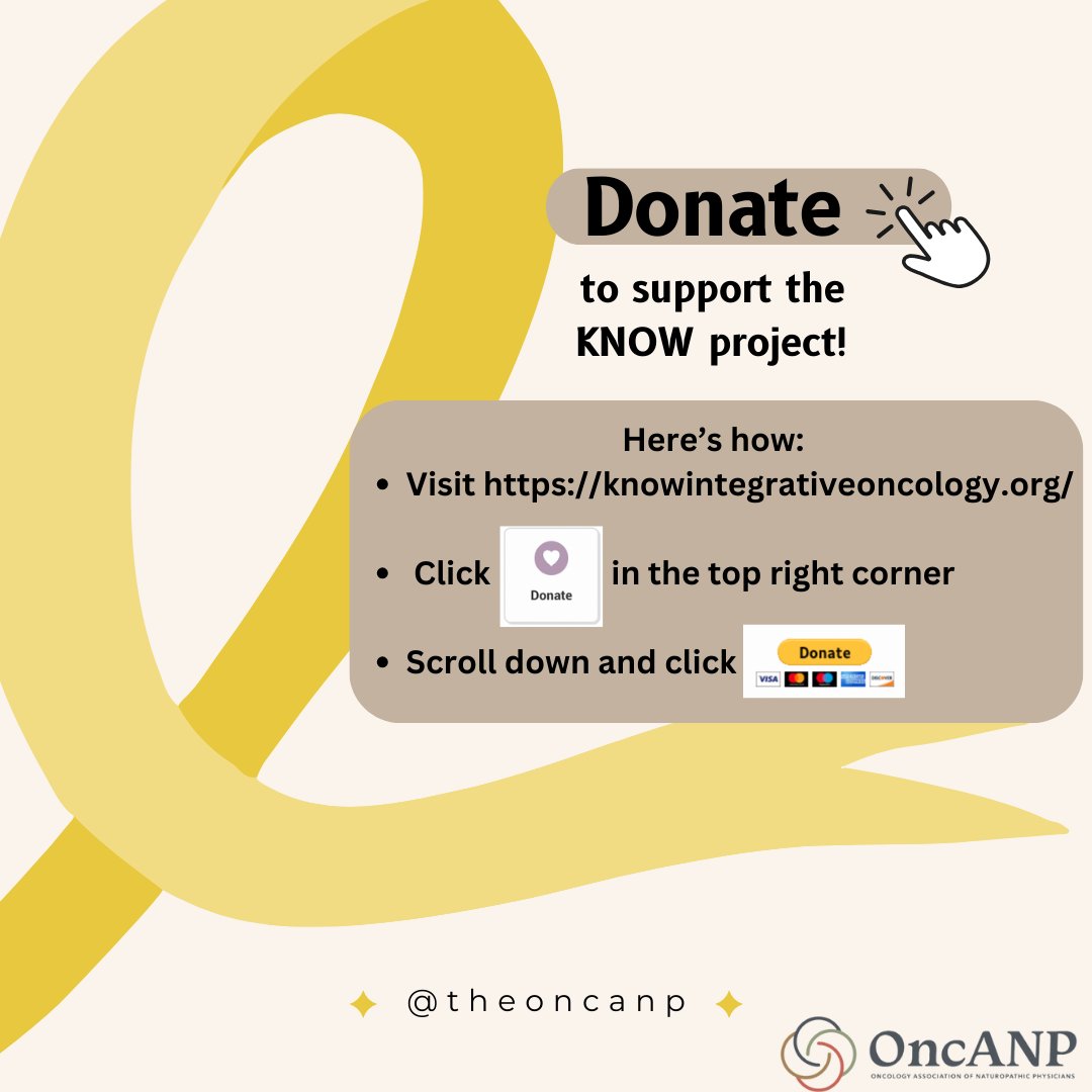 Support the KNOW Project by donating to OncANP. Your contribution empowers research, education, and collaborative initiatives, propelling us closer to a world where integrative oncology transforms lives. 💙🔬
knowintegrativeoncology.org

 #KNOWIntegrativeOncology #OncANP