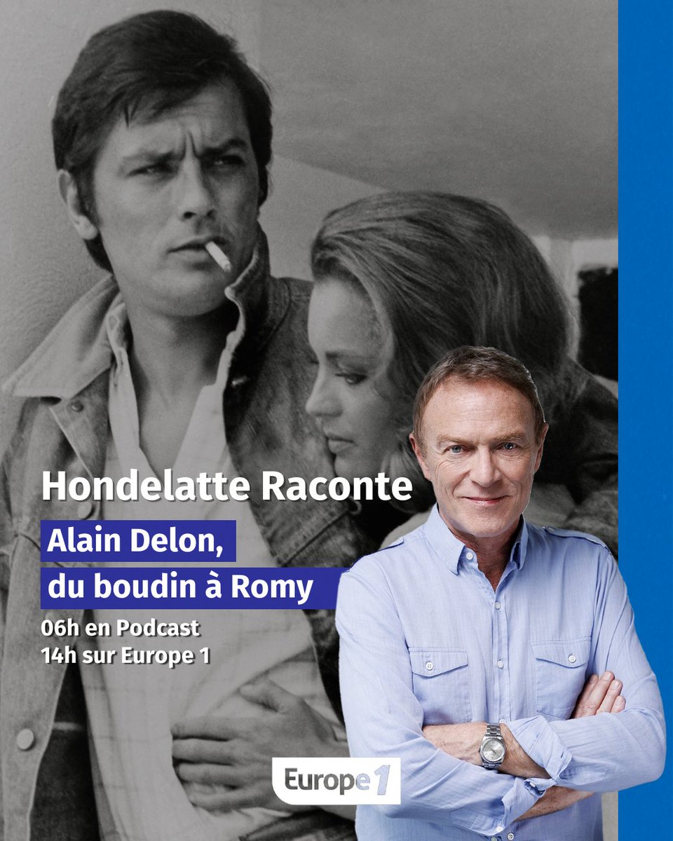 👉Alain Delon, du boudin à Romy 📍6h #podcast 📍14h @europe1 Après un CAP de charcutier, Alin s’engage dans l’armée. Renvoyé, il s’installe à Paris, avec le rêve de faire du cinéma.. Invité: @MBrincourt, ancien rédacteur en chef photo de @ParisMatch #hondelatteraconte @hondelatte