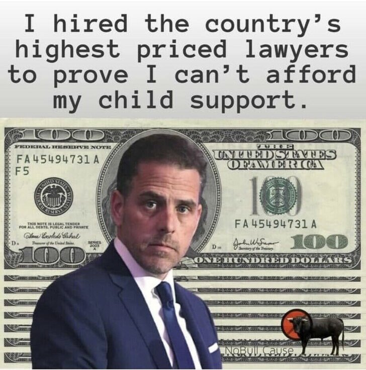 Men learn how to be men from their fathers. 
Hunter is a drug addicted, sexual predator and a dead beat. 
He learned this behavior from his father. 
And his mother wants us to remember that decency is on the ballot.